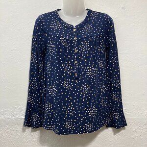 Boden Women's Pullover Top Shirt Polka Dots Blue Long Sleeve Comfort UK 6 US 2